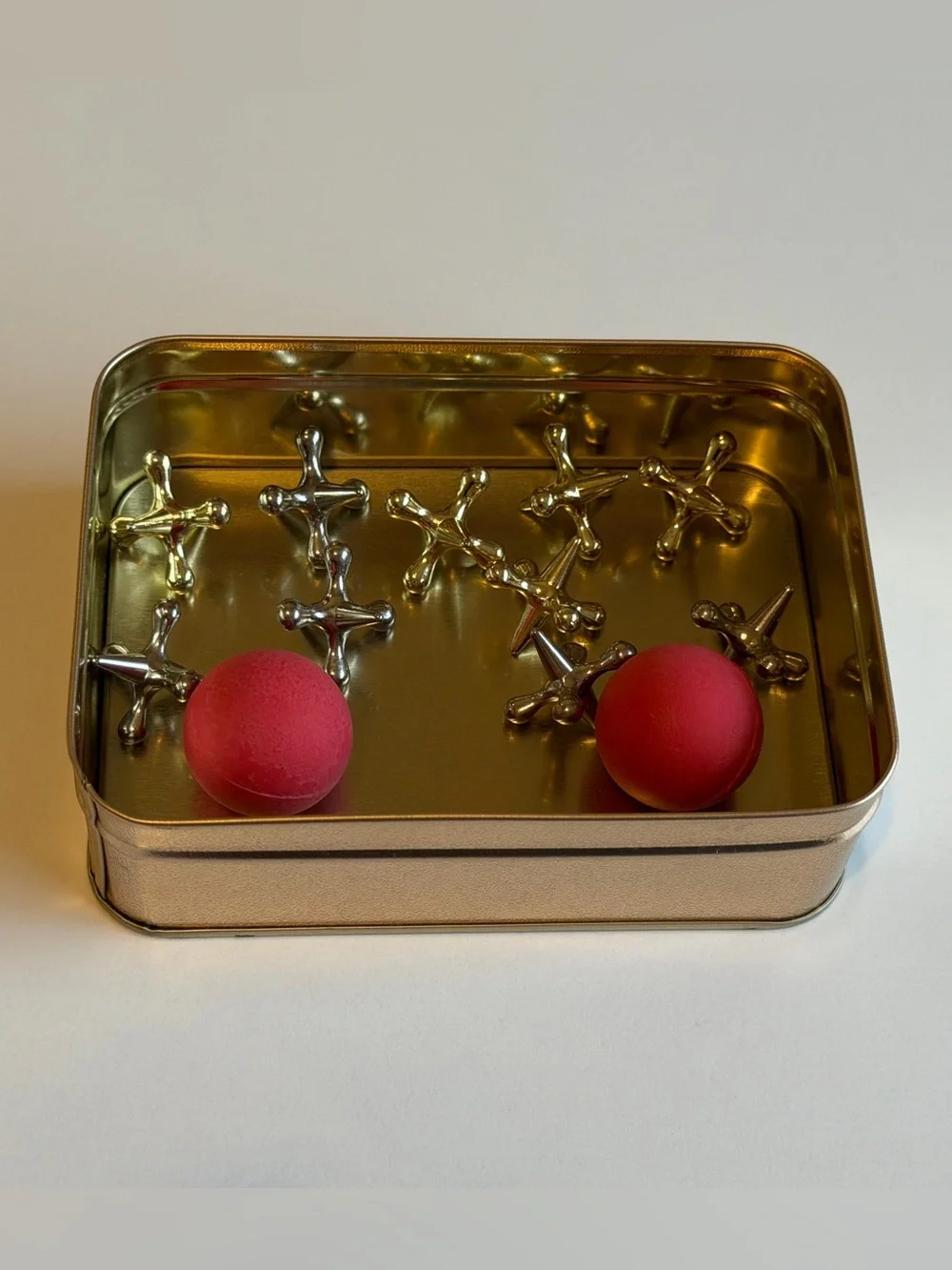 Vintage 2000 Channel Craft Jumbo Jacks Tin Game Complete 10 Metal Jacks 2 Balls